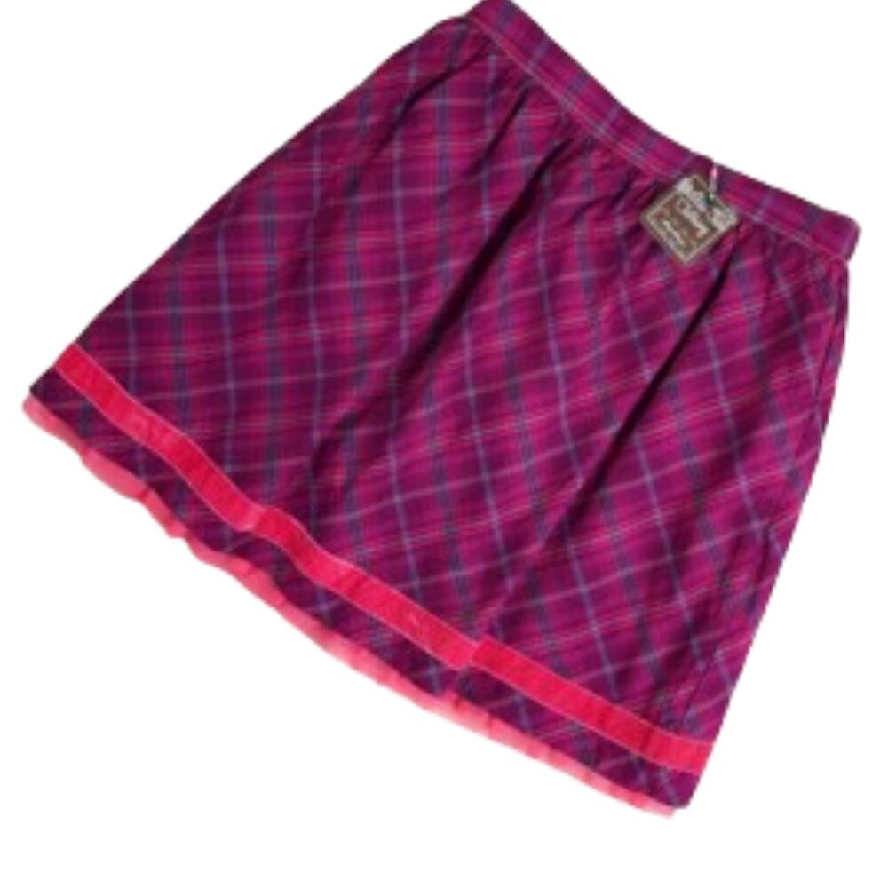 Matilda Jane Plaid Elastic Waist Skirt Velvet Trim Cottagecore NWT XL